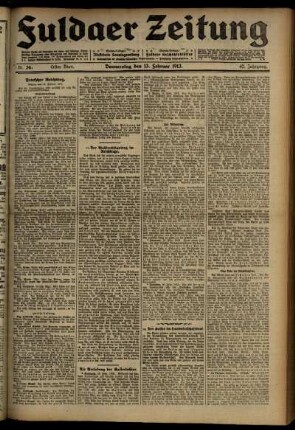 Erste Ausgabe vom Donnerstag, den 13. Februar 1913.