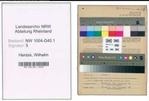 Entnazifizierung Wilhelm Hentze , geb. 04.12.1897 (Justizsekretaer)