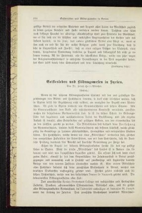 Geistesleben und Bildungswesen in Syrien : (Schluß)