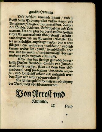 Von Arrest und Kummer.