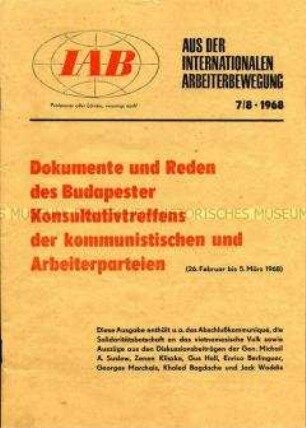 Halbmonatsschrift "IAB - Aus der internationalen Arbeiterbewegung"