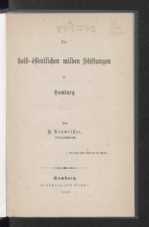 Die halb-öffentlichen milden Stiftungen in Hamburg