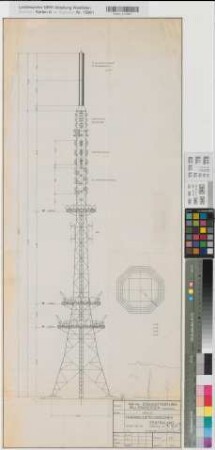 Willebadessen (Willebadessen-Peckelsheim) Stahlgitterturm Übersicht 1964 1 : 200 91 x 38 Pause Fernmeldetechnisches Zentralamt Darmstadt Oberpostdirektion Münster