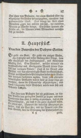 II. Hauptstück. Von den Beweisen des Daseyns Gottes