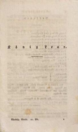 Shakespear's dramatische Werke, 10. König Lear. Timon von Athen