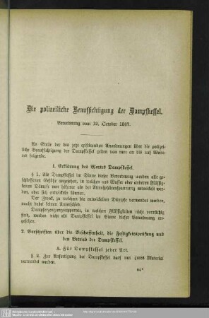 Die polizeiliche Beaufsichtigung der Dampfkessel