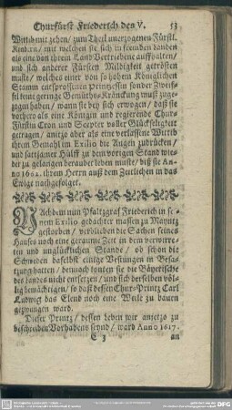 Nachdem nun Pfaltzgraf Friederich in seinem Exilio gedachter massen zu Mayntz gestorben ... [Lebens-Geschichte von Churfürst Carl Ludiwg]