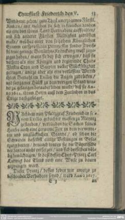Nachdem nun Pfaltzgraf Friederich in seinem Exilio gedachter massen zu Mayntz gestorben ... [Lebens-Geschichte von Churfürst Carl Ludiwg]