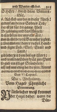 Das VI. [i.e. VII] Capitel.