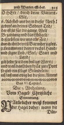 Das VI. [i.e. VII] Capitel.