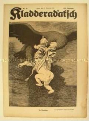 Satirezeitschrift "Kladderadatsch" über den italienschen König Viktor Emanuel III. (Titelkarikatur)