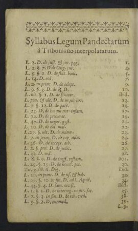 Syllabus legum pandectarum