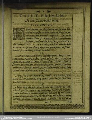 Caput Primum. De neceßitate poenitentia