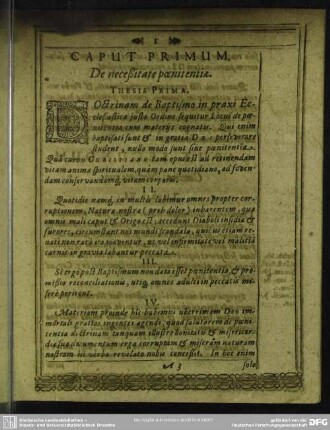 Caput Primum. De neceßitate poenitentia