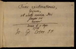 Estor, Johann Georg. Jena, 05.04.1738.