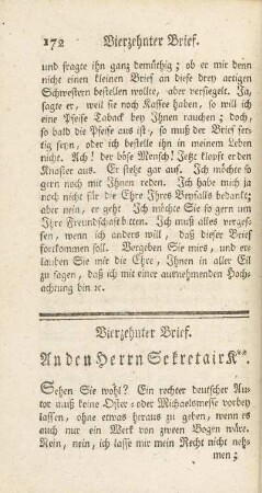 Vierzehnter Brief. An den Herrn Sekretair K**