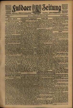 Erste Ausgabe vom Freitag, den 11. September 1908.
