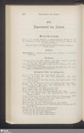 XV. Departement des Innern