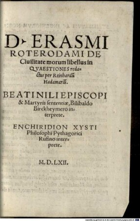 De civilitate morum libellus