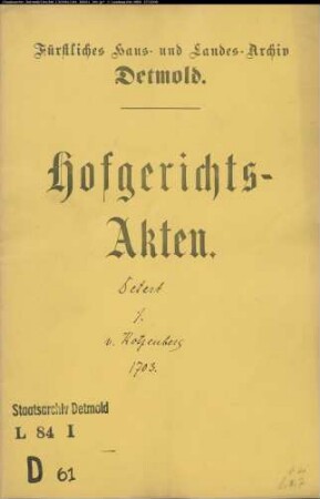 Dethert, Anton aus Horn gegen Hauptmannin von Kotzenberg zu Lemgo - Schuldforderung