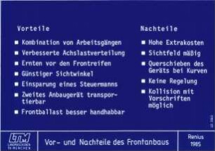 Vor- und Nachteile des Frontanbaus
