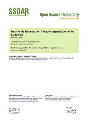 Rechte als Ressourcen? Frauenorganisationen in Südafrika