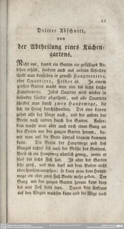 Dritter Abschnitt, von der Abtheilung eines Küchengartens
