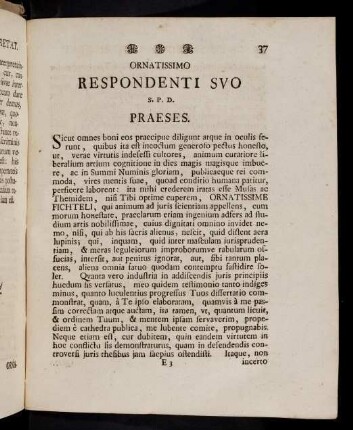 37-40, Ornatissimo Respondenti Svo S. P. D. Praeses.