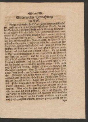 Wiederhohlete Vermahnung zur Busse