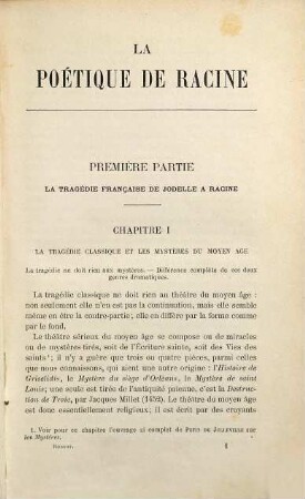 La poétique de Racine : étude sur le système dramatique de Racine et la constitution de la tragédie Française