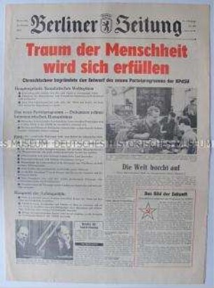 Tageszeitung "Berliner Zeitung" zum XXII. Parteitag der KPdSU