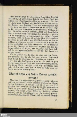 Was ist bisher auf diesem Gebiete geleistet worden?
