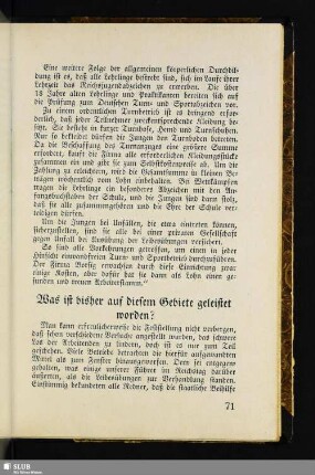Was ist bisher auf diesem Gebiete geleistet worden?
