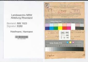 Entnazifizierung Hermann Hoefmann , geb. 04.02.1914 (Polizeioberwachtmeister)