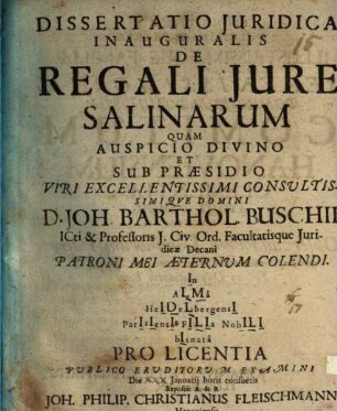 Diss. iur. inaug. de regali iure salinarum