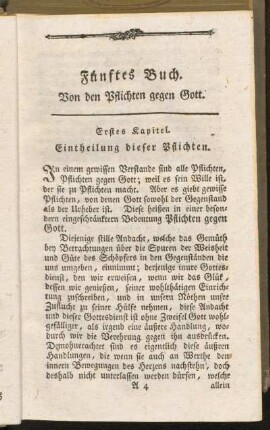 Erstes Kapitel. Eintheilung dieser Pflichten