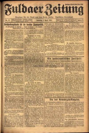 Erste Ausgabe vom Samstag, den 02. April 1927.