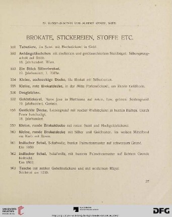 Brokate, Stickereien, Stoffe etc. (Nr. 551 - 577)