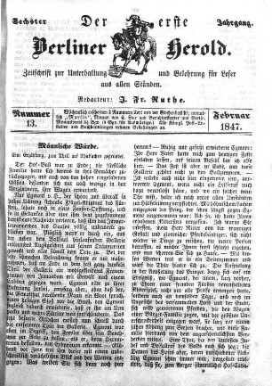 Nummer 13, Februar 1847
