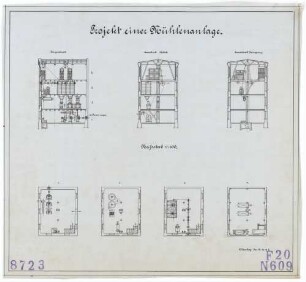 Technische Zeichnung : Projekt einer Mühlenanlage