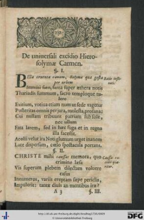 De universali excidio Hierosolymae Carmen.