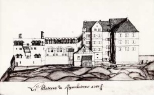 Ruine der Kaiserpfalz, 1740. Urbild in der Bayer. Staatsbibliothek München