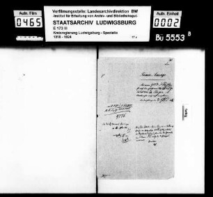 Kommunsachen: Schuldentilgungspläne einzelner Gemeinden, Oberamt Vaihingen