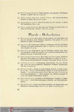 Plastik - Holzarbeiten (Nr. 244-263)