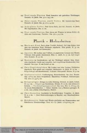 Plastik - Holzarbeiten (Nr. 244-263)