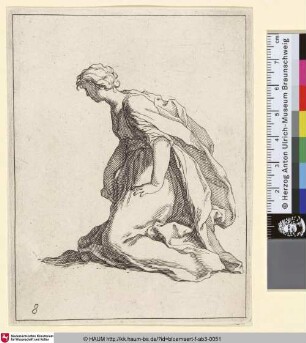 [A kneeling young Woman; Knieende junge Frau]