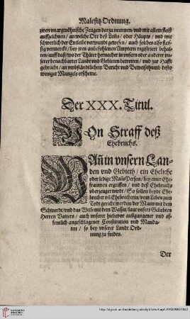 Titul XXX. Von Straff deß Ehenruchs