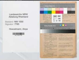 Entnazifizierung Aloys Hoevelmann, geb. 12.05.1893 (Bankbeamter)