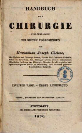 Handbuch der Chirurgie. 2.Bd., 1. Abth.