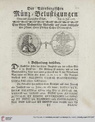 Neun und zwanzigstes Stück. Eine schöne Medaille auf einen ansehnlichen JCtum, Herrn Philpp Caspar Pfannenstiel